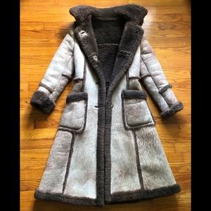 100% genuine leather shearling winter coat